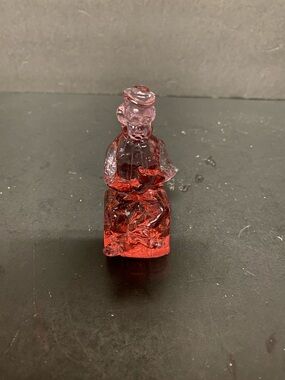 Pink Mosser Glass Sitting  On A Barrel Clown Figurine